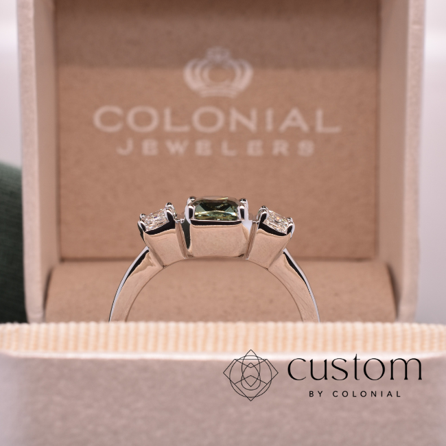 Green Sapphire Diamond Ring