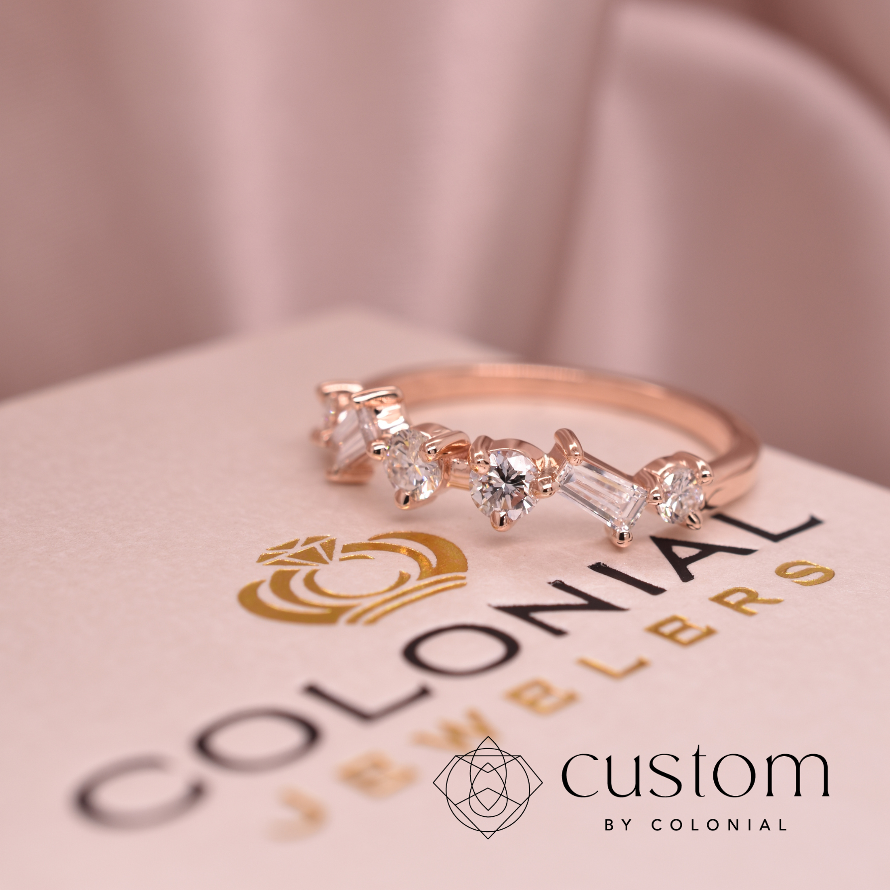 Off Set Rose Gold Wedding Band