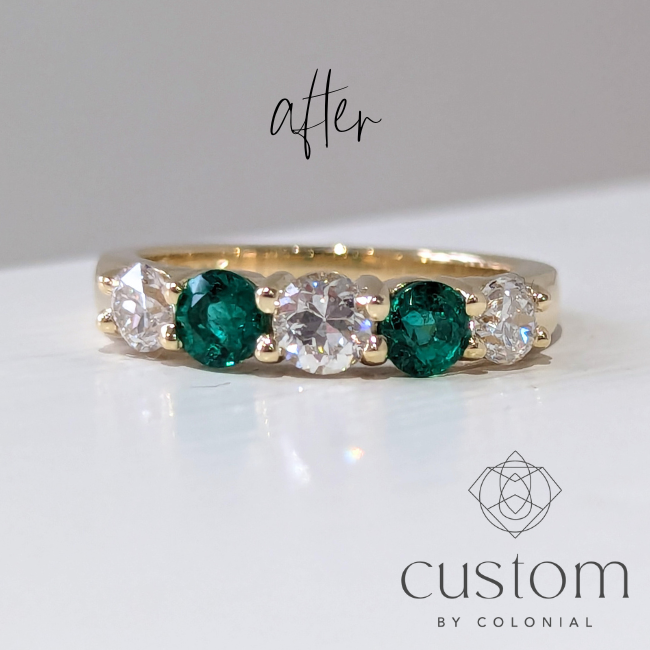 Custom: Reset Family Stone and Emerald Ring