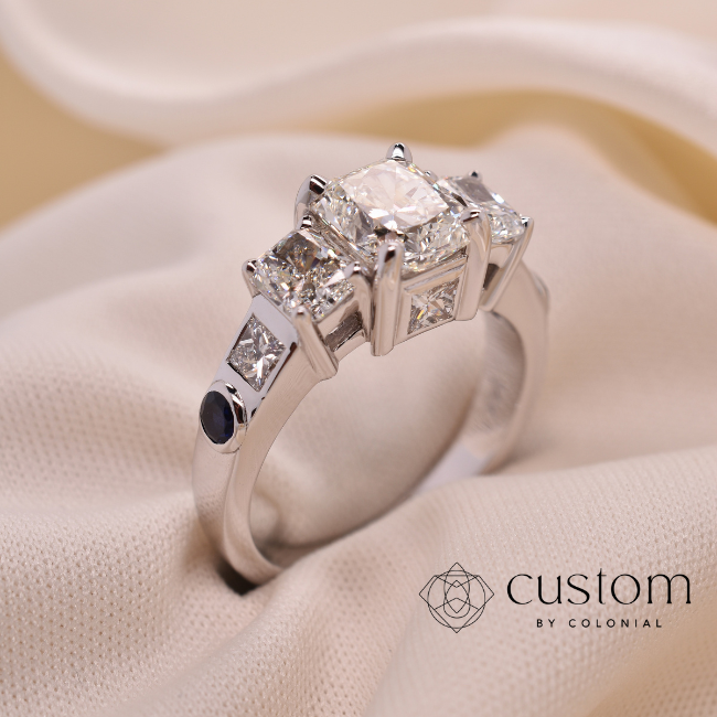 Three Stone and Sapphire