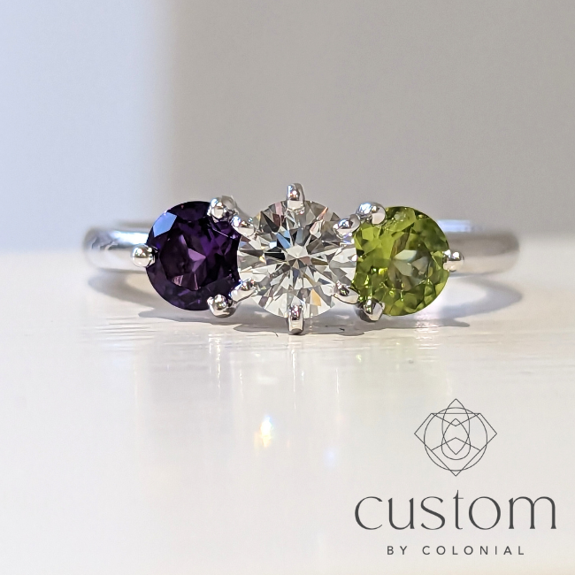 Custom: Diamond, Peridot, and Amethyst