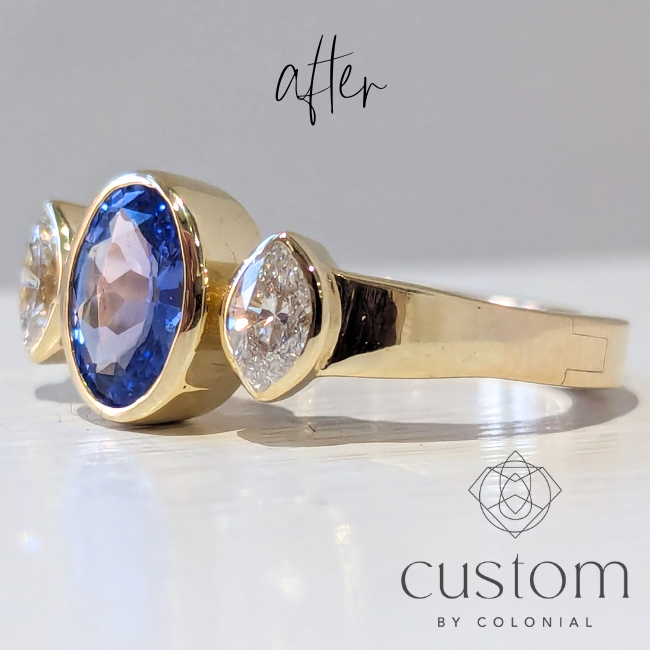 Custom: Marquise Sapphire and Diamond Ring