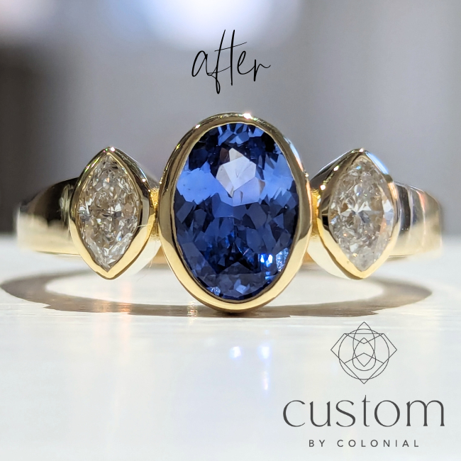 Custom: Marquise Sapphire and Diamond Ring